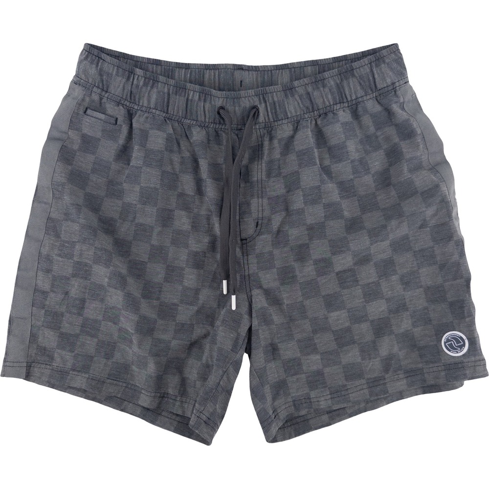Bearded Goat Mens XL Inland River Hybrid‎ Shorts Charcoal Grey Checkerboard Gorp